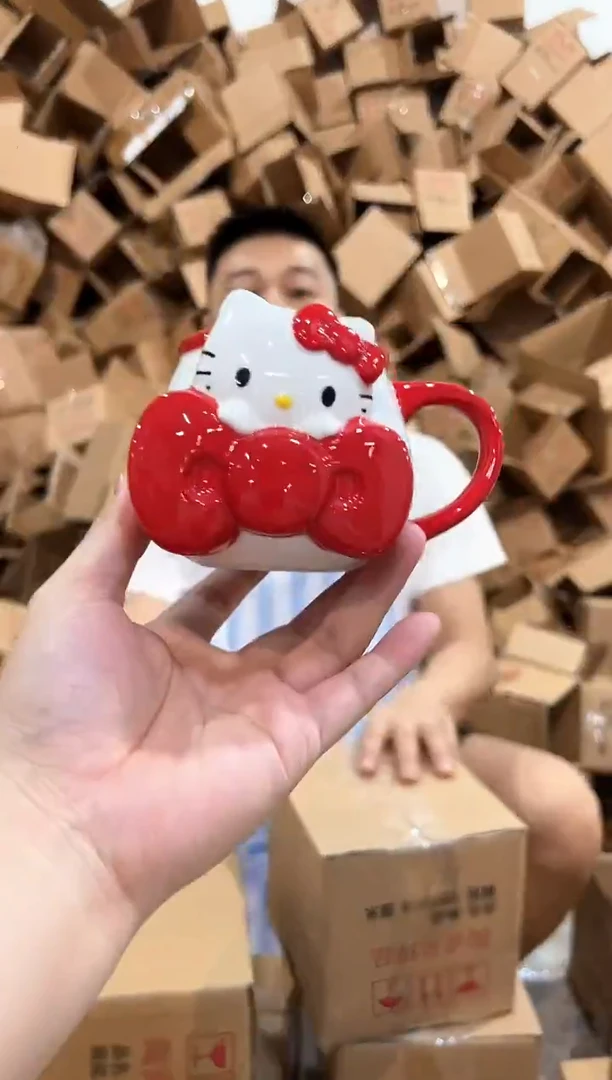 瓷片kt猫大蝴蝶结水杯