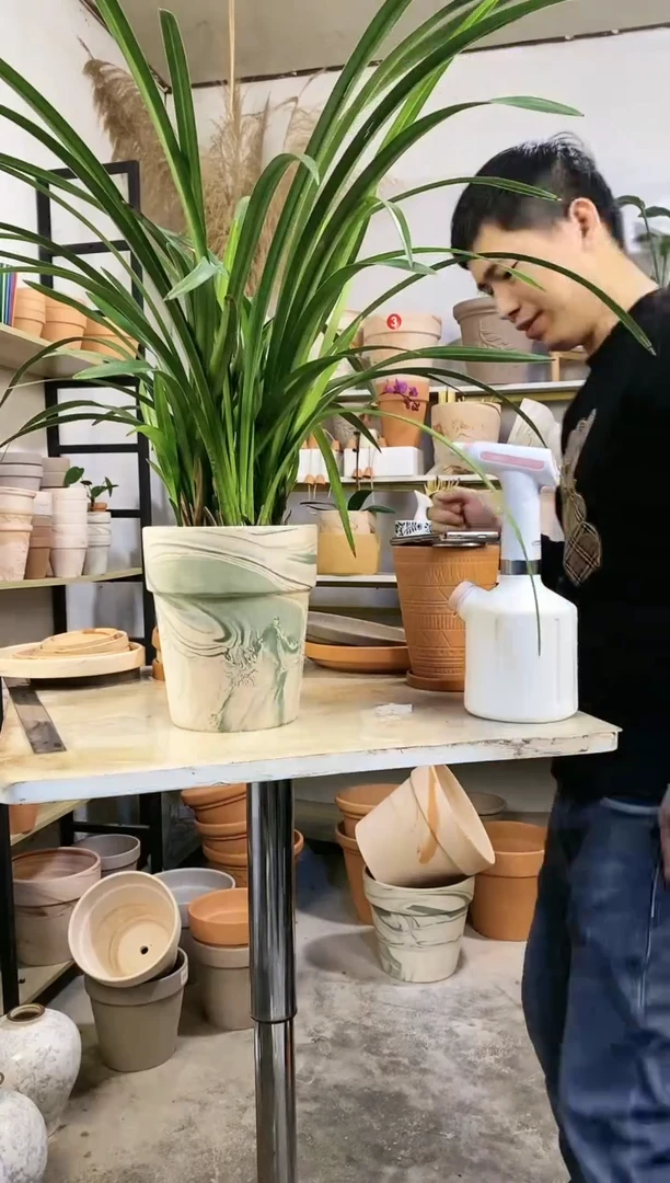 【闪购商品】红陶18*21绿白陶反比例 1盆无托