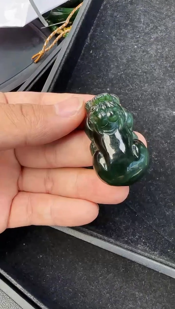 颈饰未镶嵌和田玉黑猫貔貅