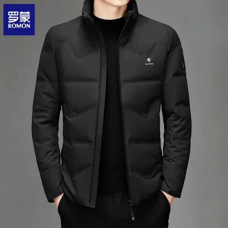 罗蒙时尚冬季新款纯色立领男士羽绒服保暖休闲外套潮流韩版男装
