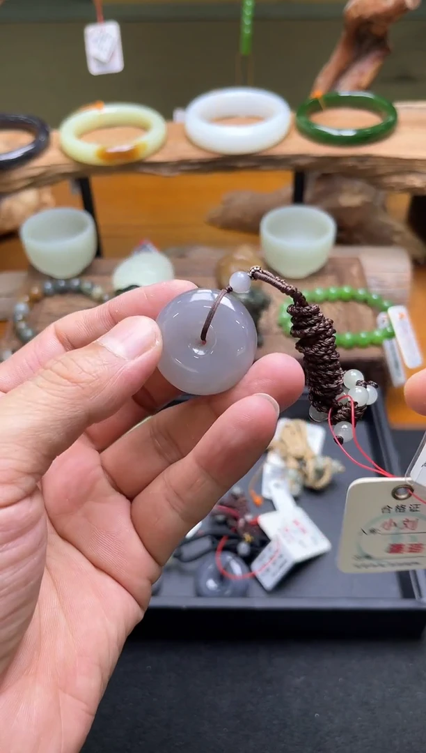 吊坠(不含链)未镶嵌和田玉战*奇青海烟紫 平安扣9003349