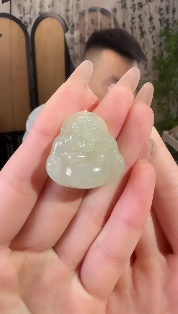 和田玉未镶嵌颈饰高晴白佛公9