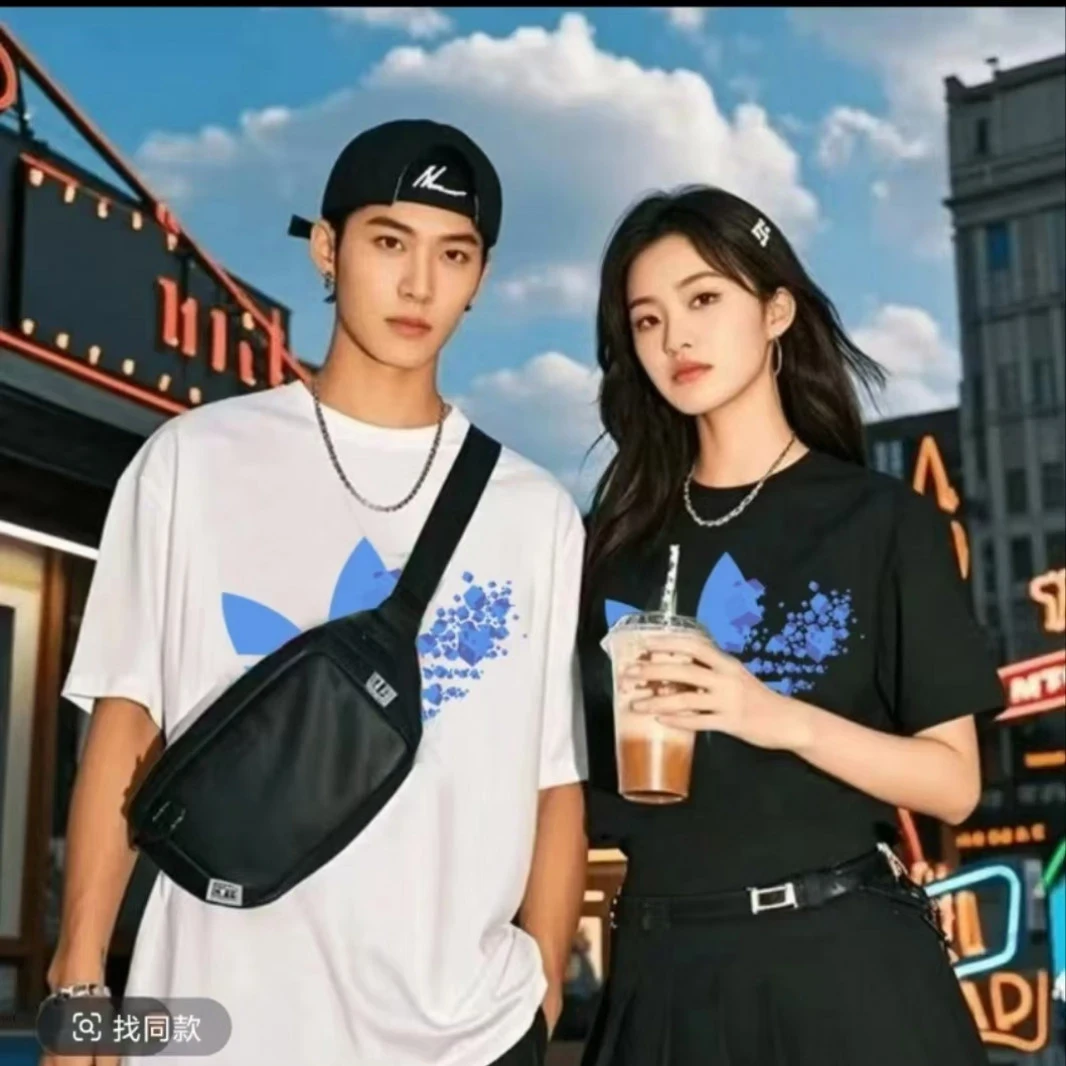 9056夏季情侣短袖圆领宽松潮流百搭宽松轻奢春夏舒适常规休闲