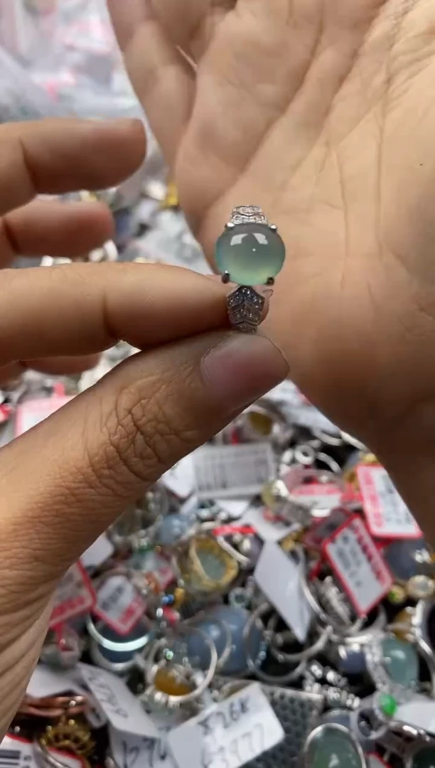 银S925镶嵌戒指翡翠15                   9