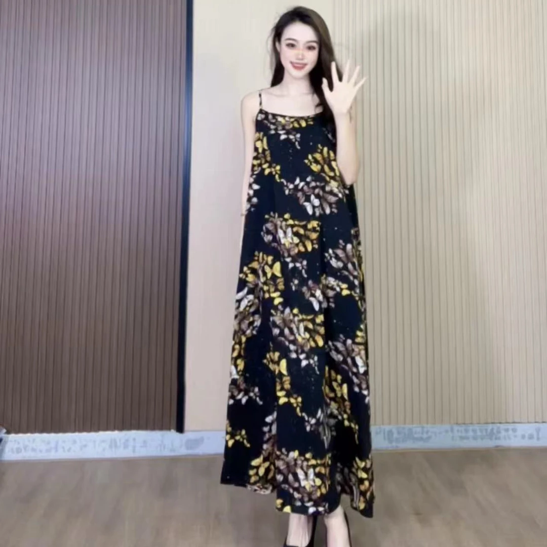 【爱菲雅】文文印花显瘦碎花大码背心连衣裙