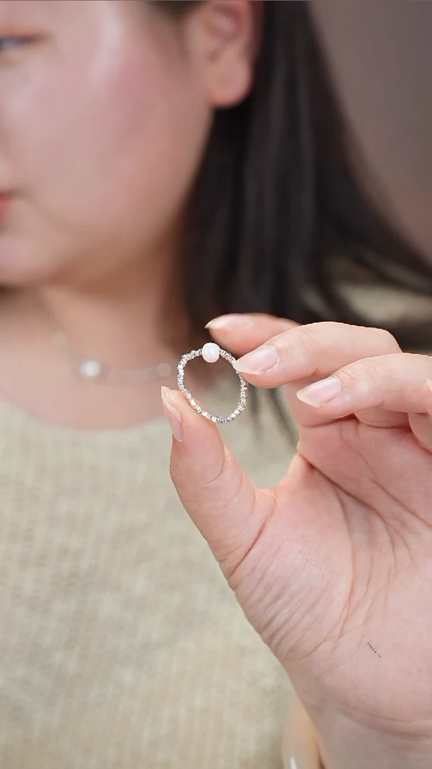 戒指银S925镶嵌淡水珍珠珍珠银戒指