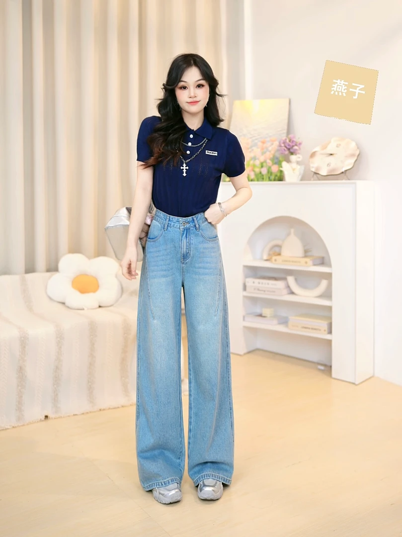 【莱塞尔+运险】夏季薄款莱赛尔牛仔裤窄版阔腿直筒裤宽松显腿长