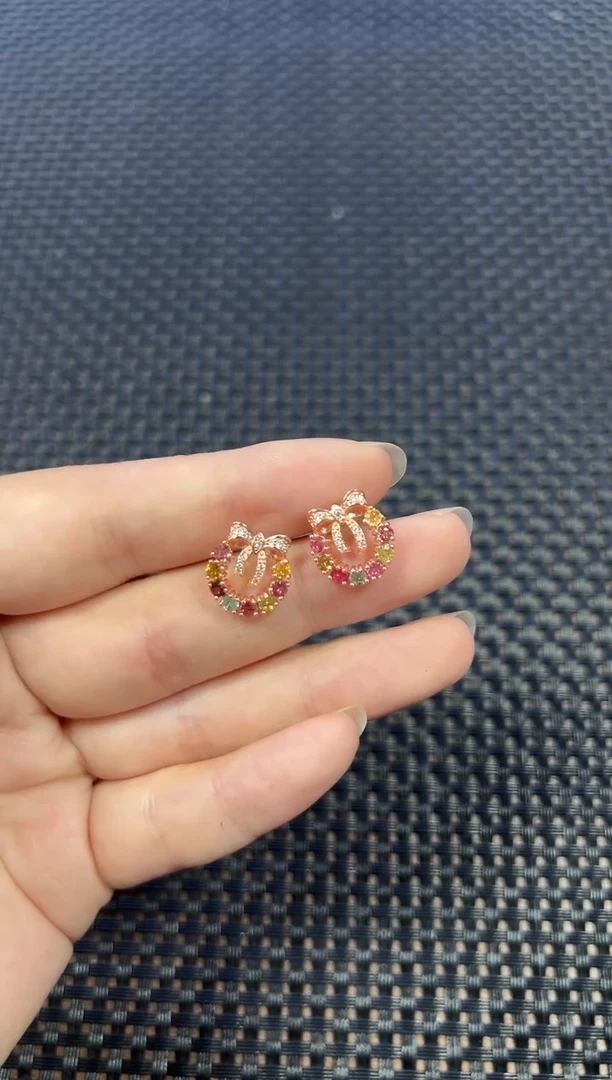 耳饰银S925镶嵌碧玺（多样性发一件）