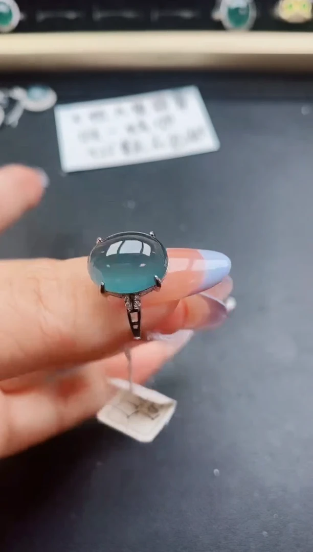 翡翠戒指银S925镶嵌32131