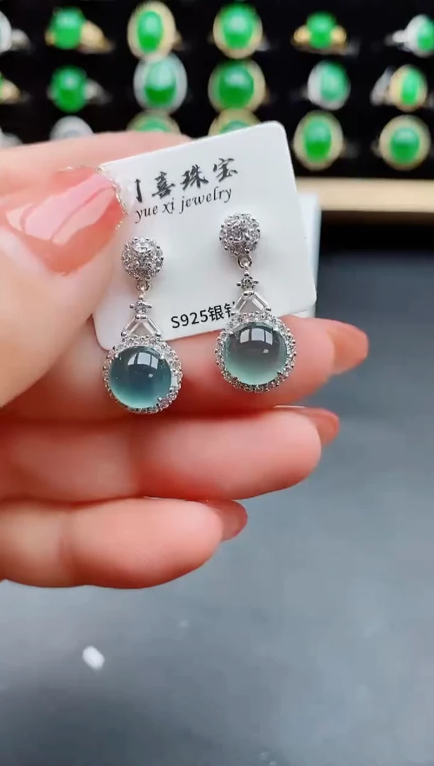 【闪购商品】翡翠耳饰银S925镶嵌35423565