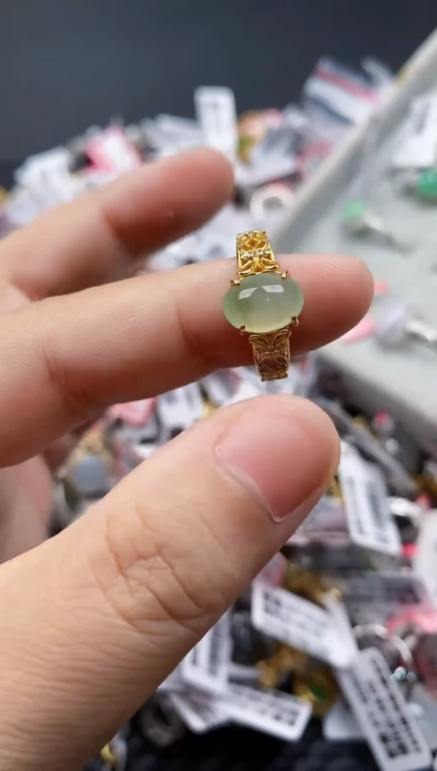 翡翠戒指银S925镶嵌3333---4