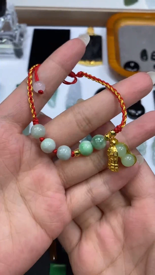 裸石翡翠天然A货缅甸翡翠 好事发生手链