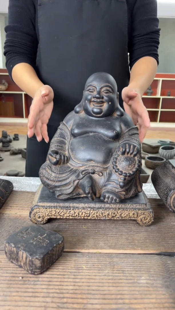 陶土大肚佛+小江枫底座