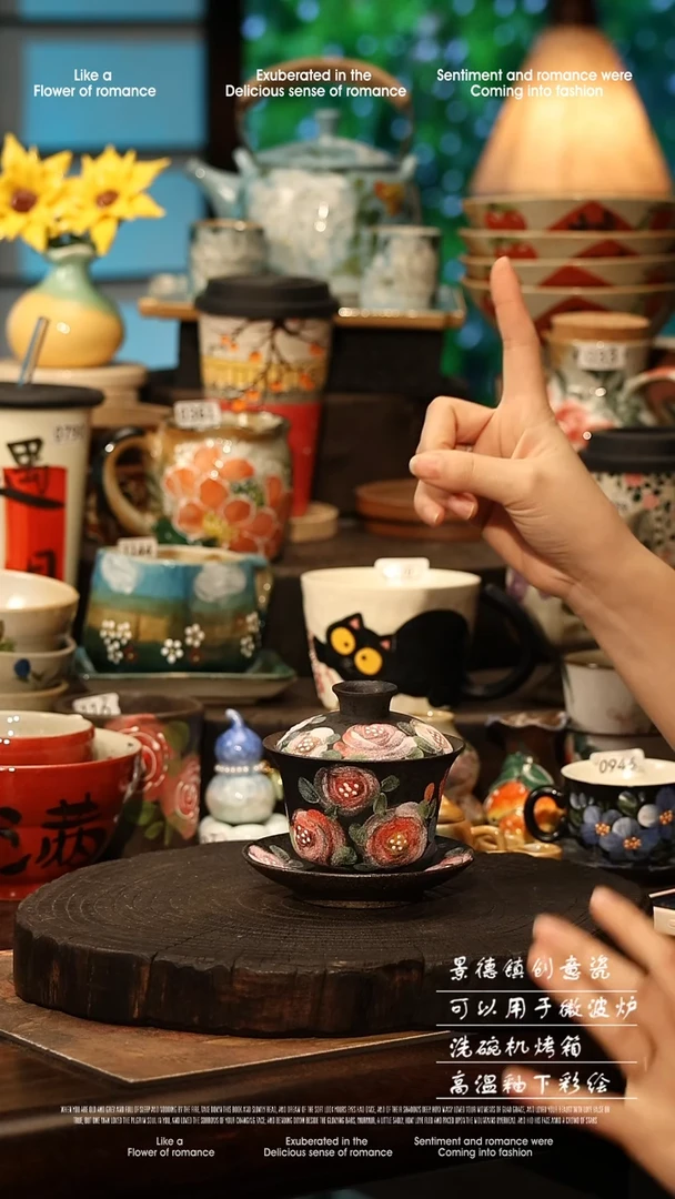 陶瓷景德镇高温釉下彩手工手绘款式