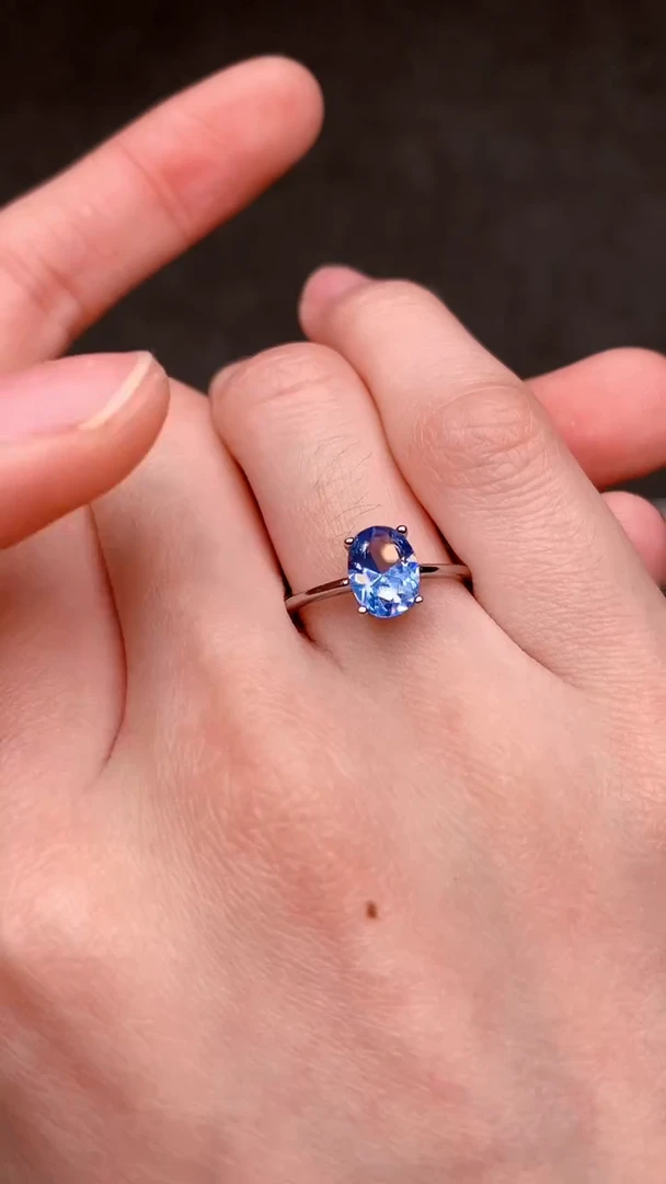 【闪购商品】海蓝宝石戒指银S925镶嵌.......