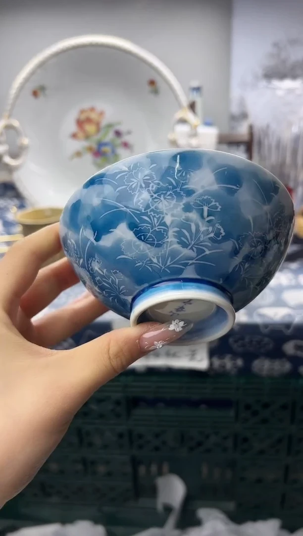 瓷片 青花斗笠碗