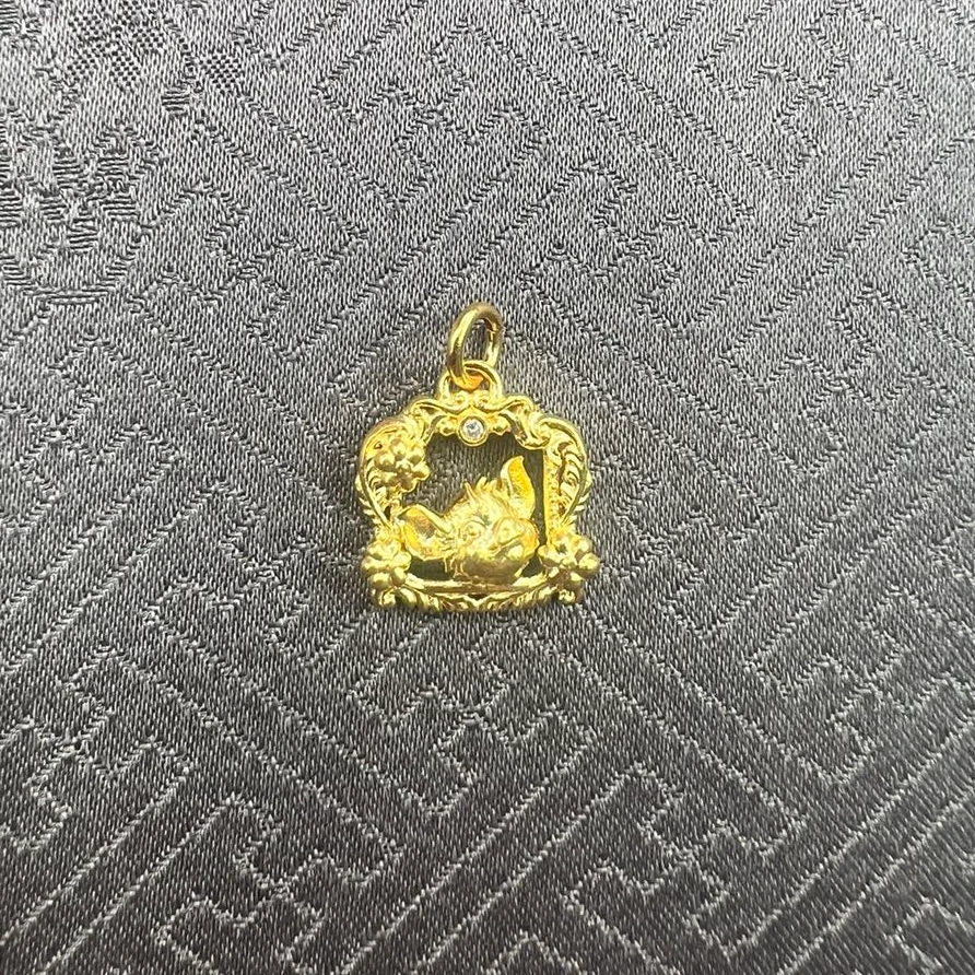 5【雅蜜印象】高温烧蓝足金錾刻黄金高端订制吊坠（多样性发货）