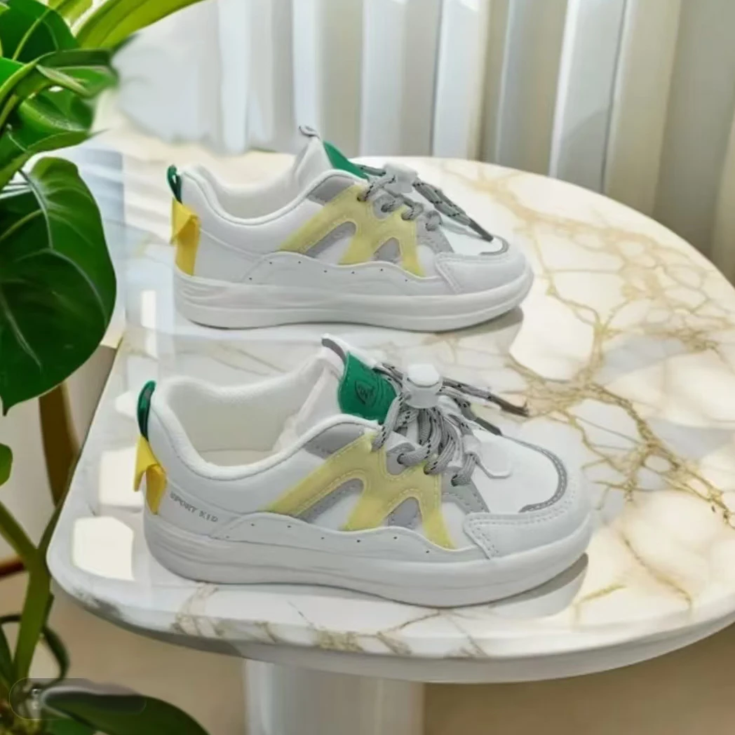 春季新款 3526儿童时尚皮面百搭板鞋男女童防滑休闲鞋中大童