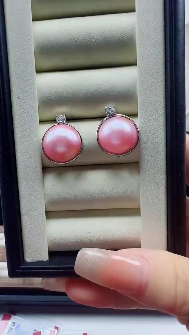 银S925镶嵌耳饰淡水珍珠1