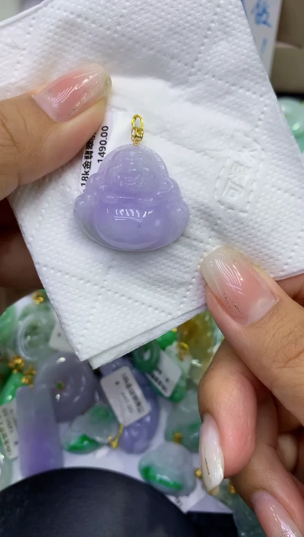 颈饰18K金镶嵌翡翠天然缅甸A货翡翠