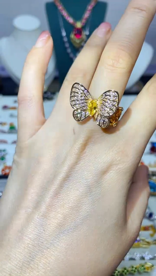 银S925镶嵌戒指烟晶95