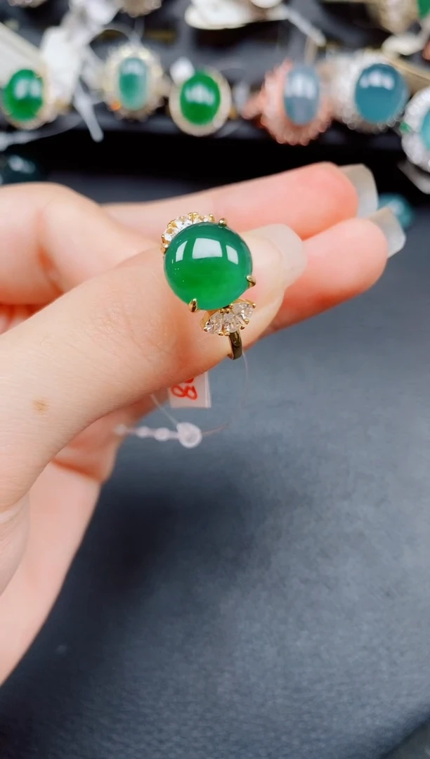 银S925镶嵌戒指翡翠翡翠