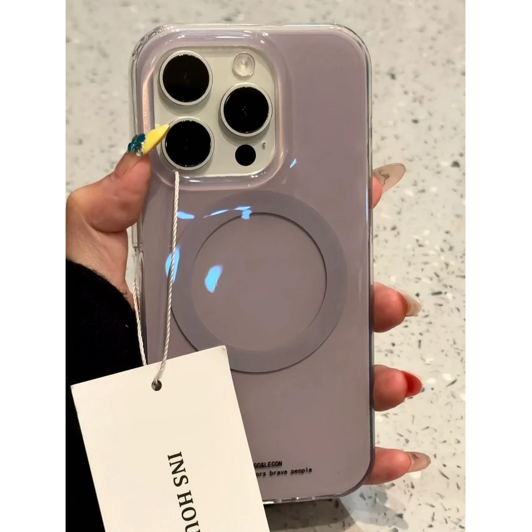 纯色烟灰色龇牙小动物适用iphone16promax手机壳苹果15pro磁吸14p