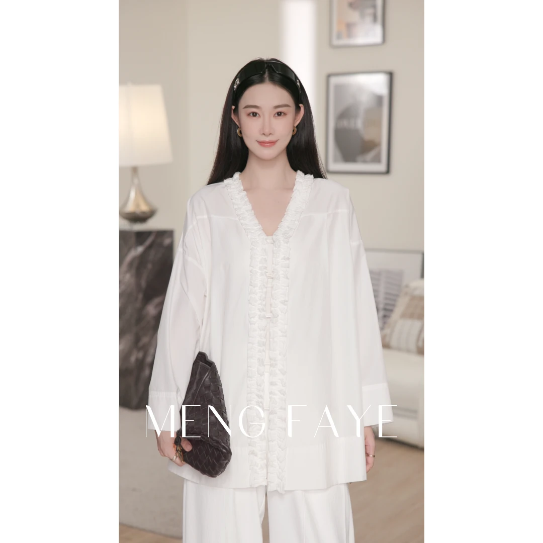 【CIELIS】"自在"新款法式木耳亚皱两面穿衬衫-SE0017C