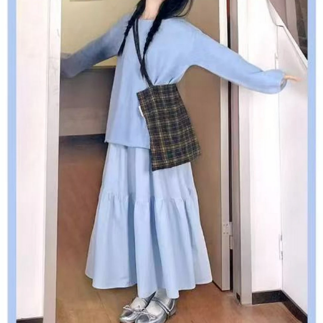 爆款裙子打皱山本裙白色蓝色舒适时尚休闲百搭黑色修身