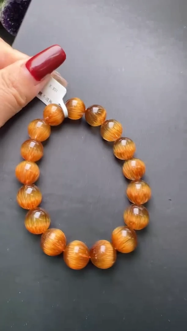 【闪购商品】水晶手串未镶嵌铜发晶手串12m+ X30743