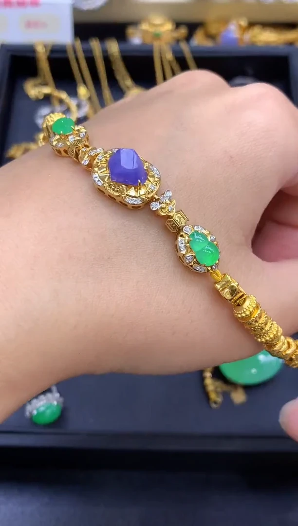 18K金镶嵌手链翡翠806-中国好珍宝