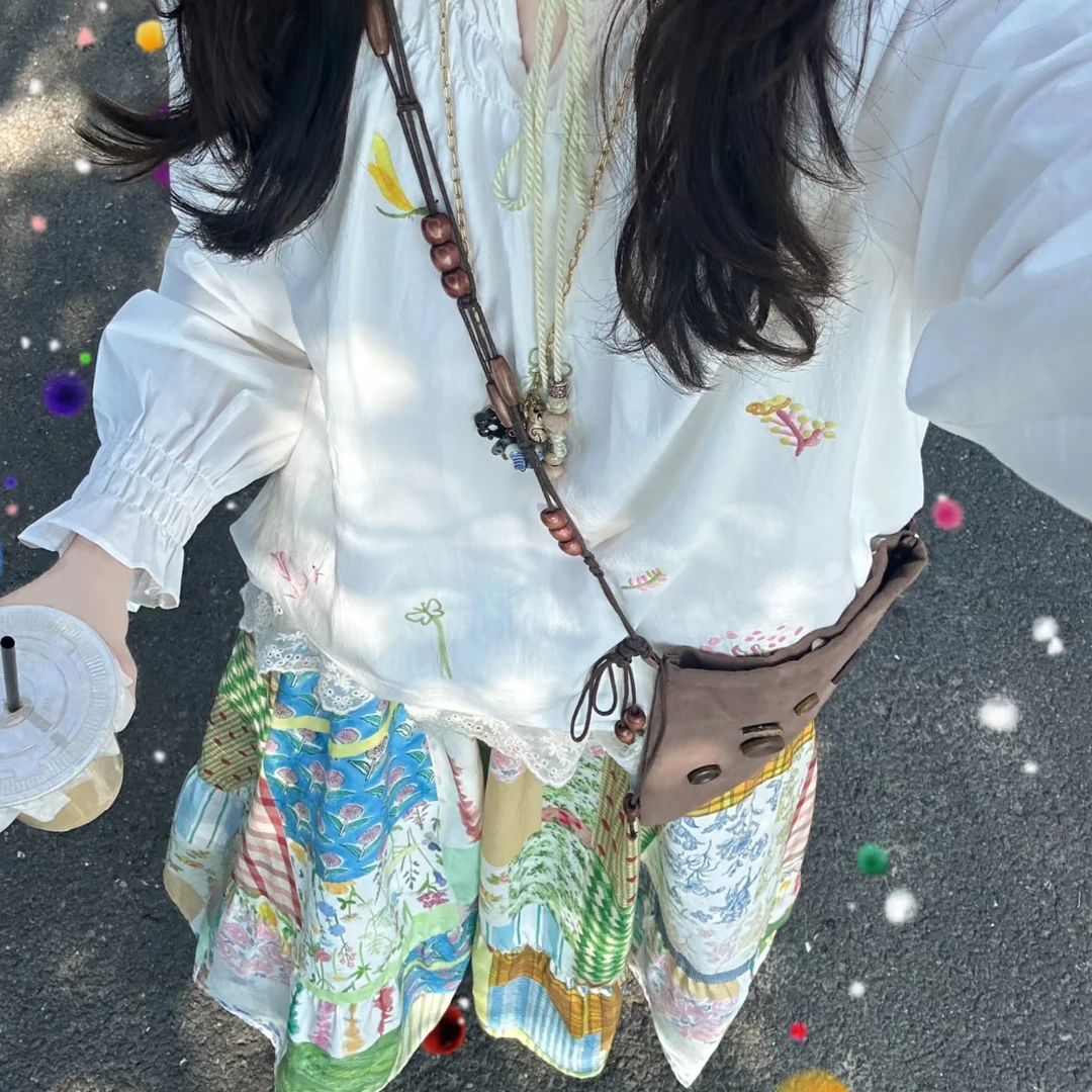 趣果有间复古休闲上衣衬衫吊带