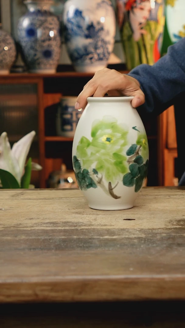 瓷片 景德镇纯手工釉下彩精品花瓶