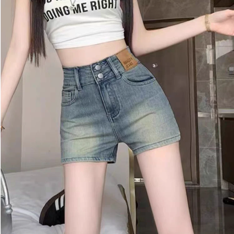 101-200夏季新款高腰显瘦薄款短,牛仔短裙短裤拍2发3