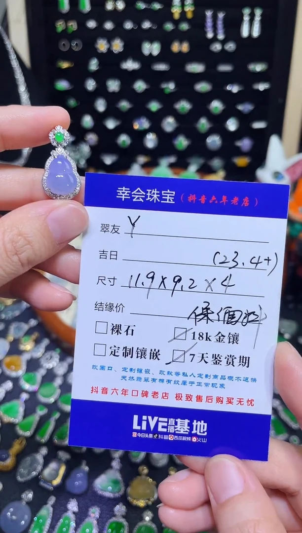翡翠18K金镶嵌颈饰Y*高冰紫葫芦吊坠