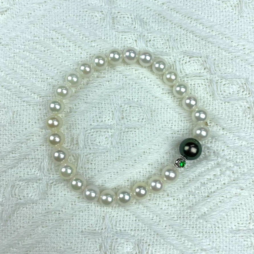 【限定孤品】海水珍珠AKOYA珍珠手串6.5-7mm正圆强光18K金送人礼物