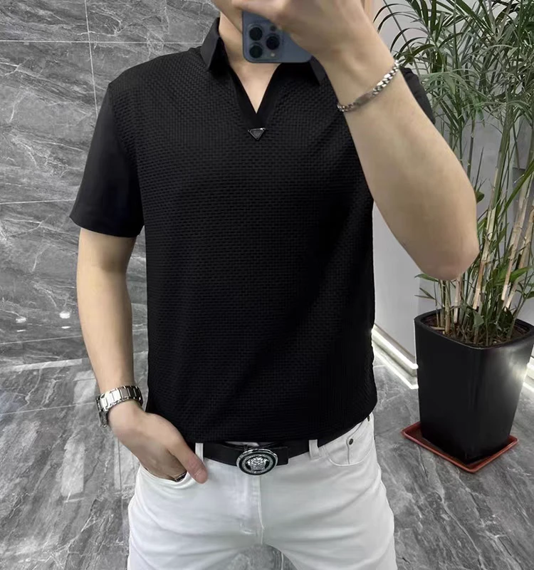 23333夏季新品男士短袖时尚修身舒适高级感百搭简约气质帅气潮流