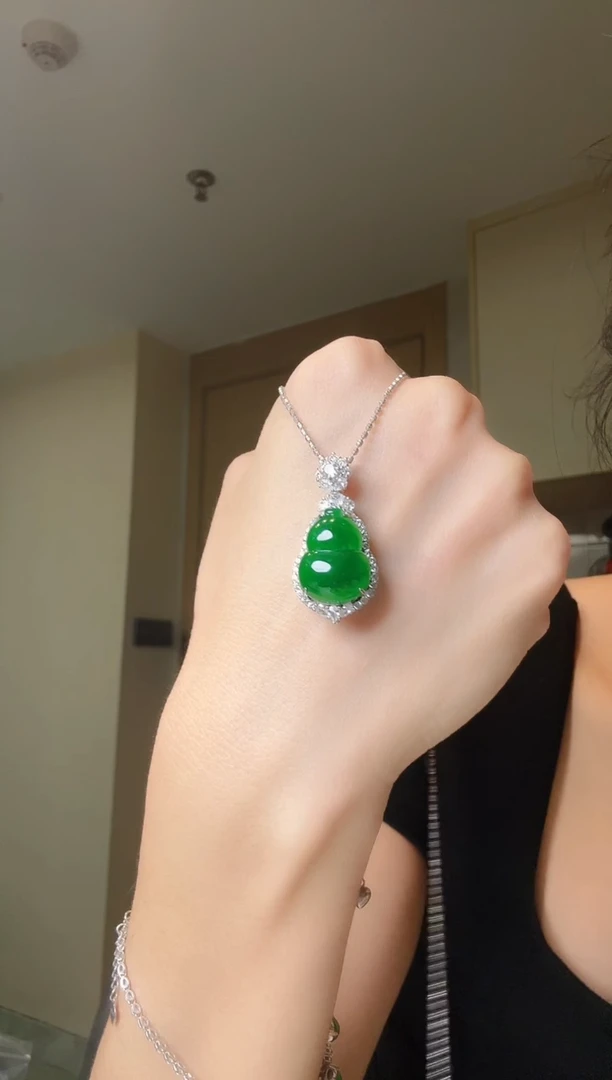 翡翠银S925镶嵌吊坠(不含链)天然翡翠吊坠