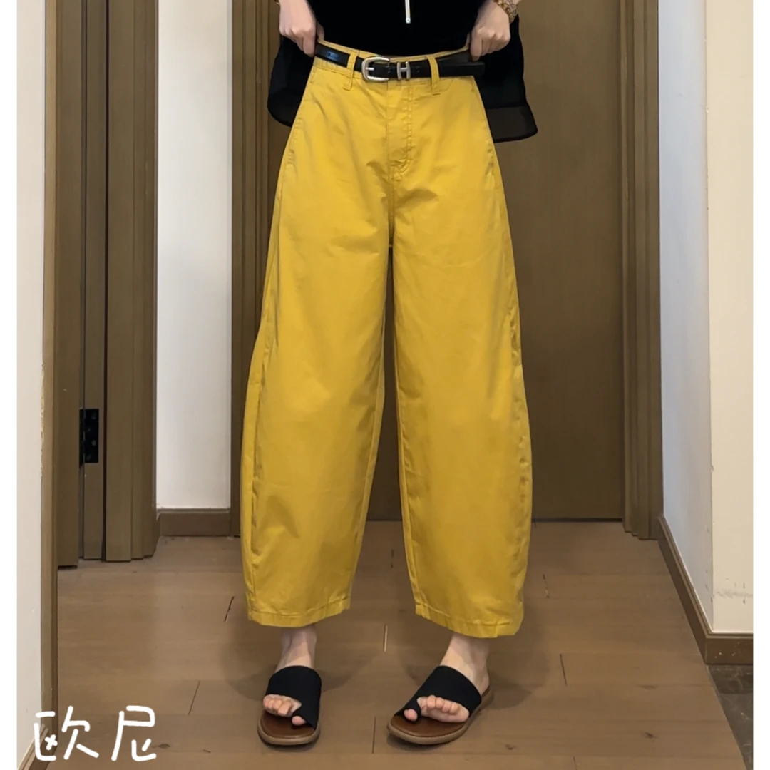 欧尼私服 2025新款小众设计极简风宽松百搭九分休闲裤2505C3031