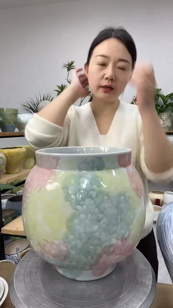 9.8陶瓷花盆直播链接高.      口25