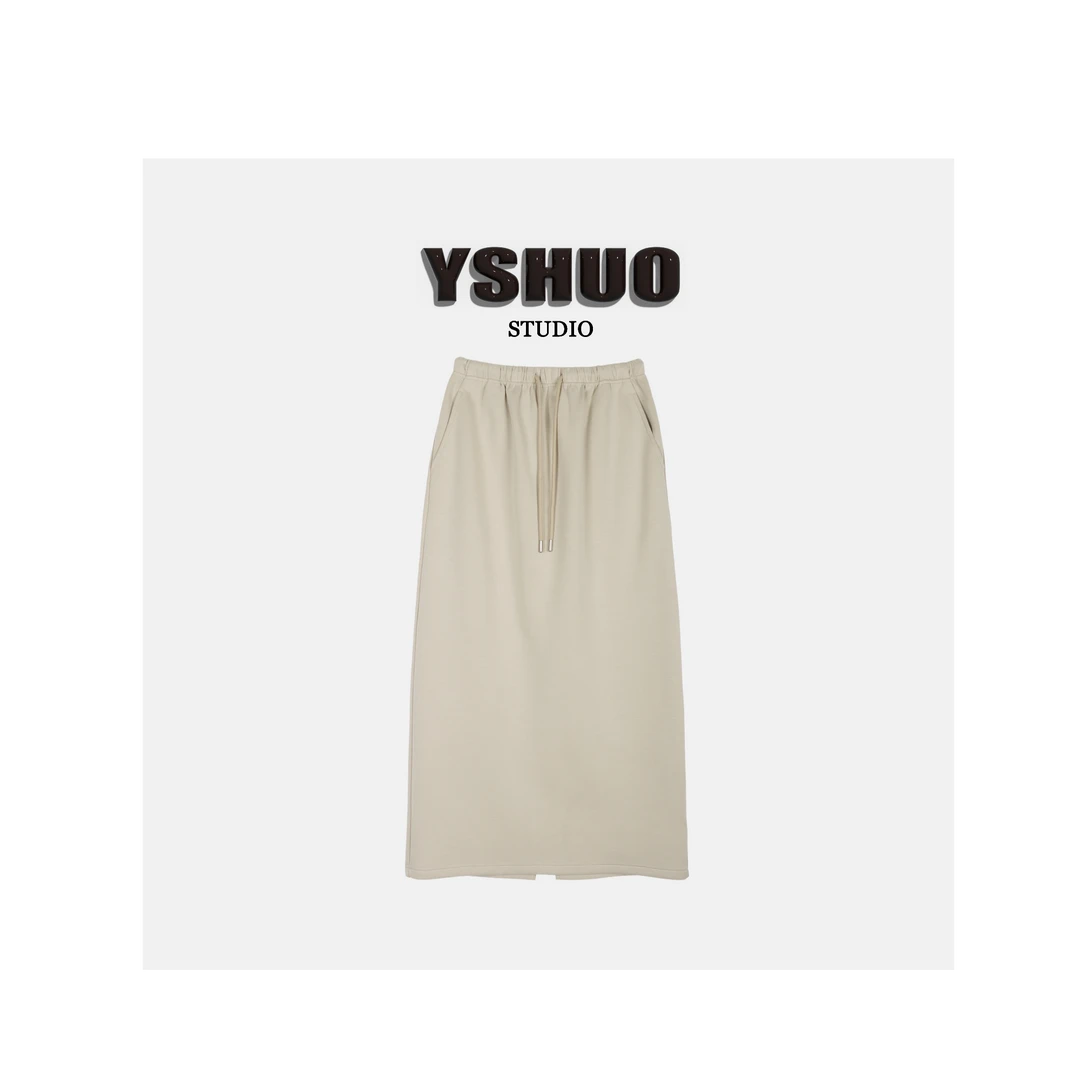 YSHUO【小暖炉半裙】韩系休闲松紧抽绳A版半身裙显瘦半裙 80116-1