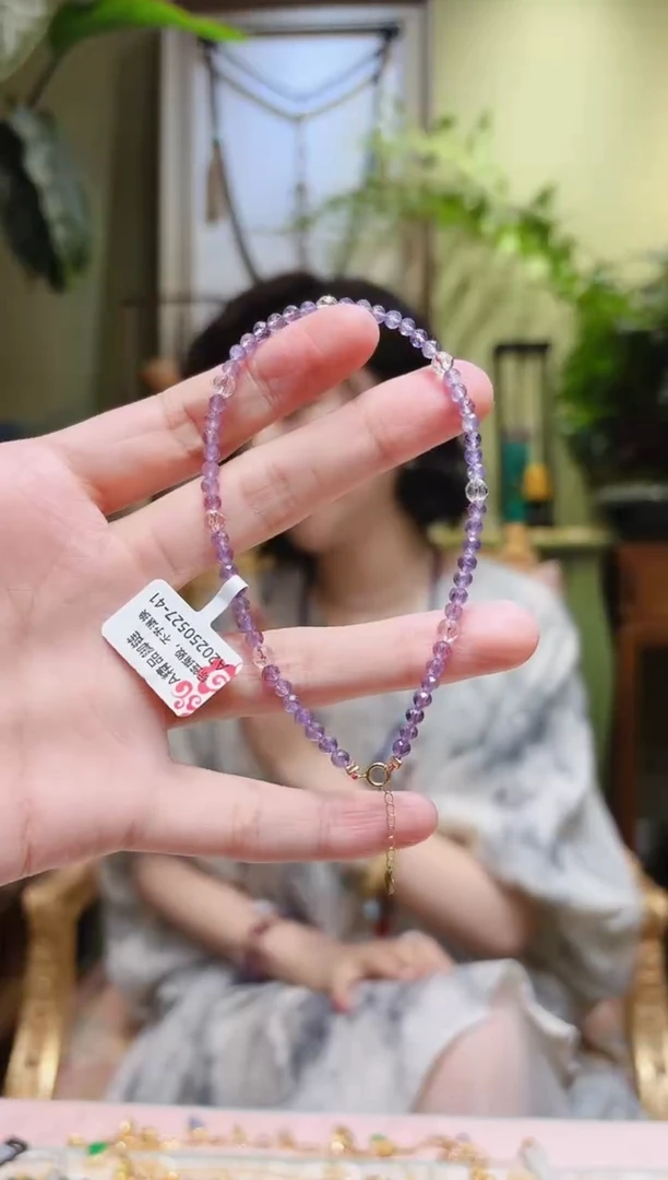 手串18K金镶嵌水晶紫水晶脚链A0527-41