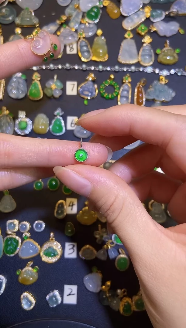 翡翠银S925镶嵌吊坠(不含链)1