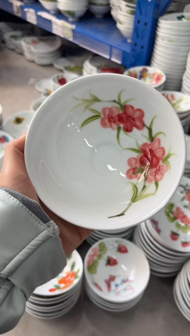 瓷片景德镇高温陶瓷食品级手绘釉中彩-斗笠碗