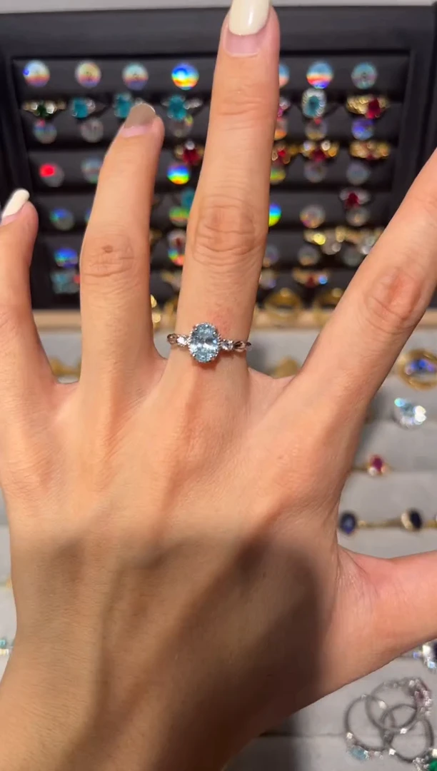 【闪购商品】海蓝宝石戒圈银S925镶嵌0000