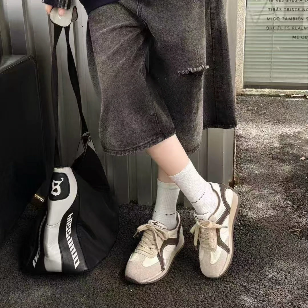 恰逢景梅子自留款秋季运动鞋时尚百搭不累脚舒适系带软底德训鞋