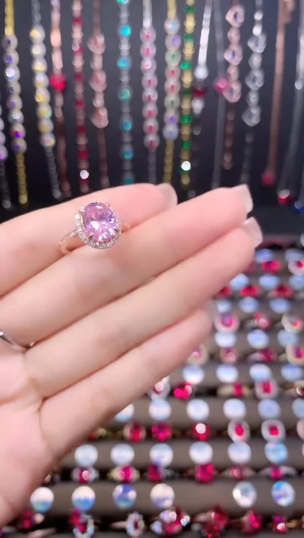 蓝宝石戒指银S925镶嵌玫瑰金