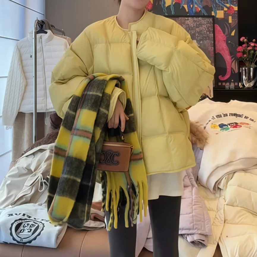 2024年韩版新款女短款棉服时尚百搭泡芙云朵加厚保暖棉衣外套