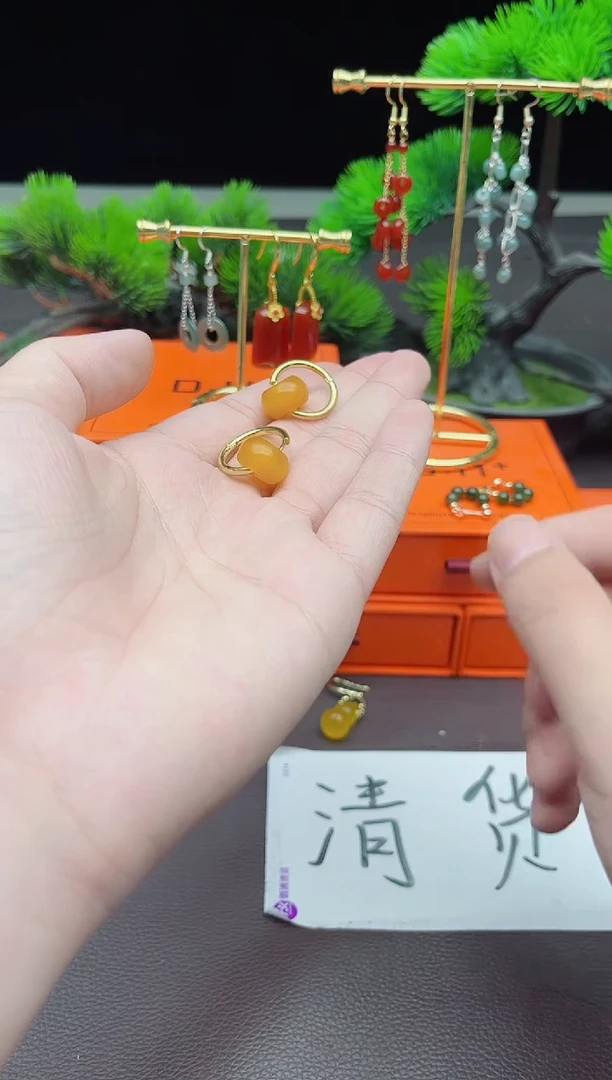 玛瑙/玉髓耳饰银S925镶嵌536