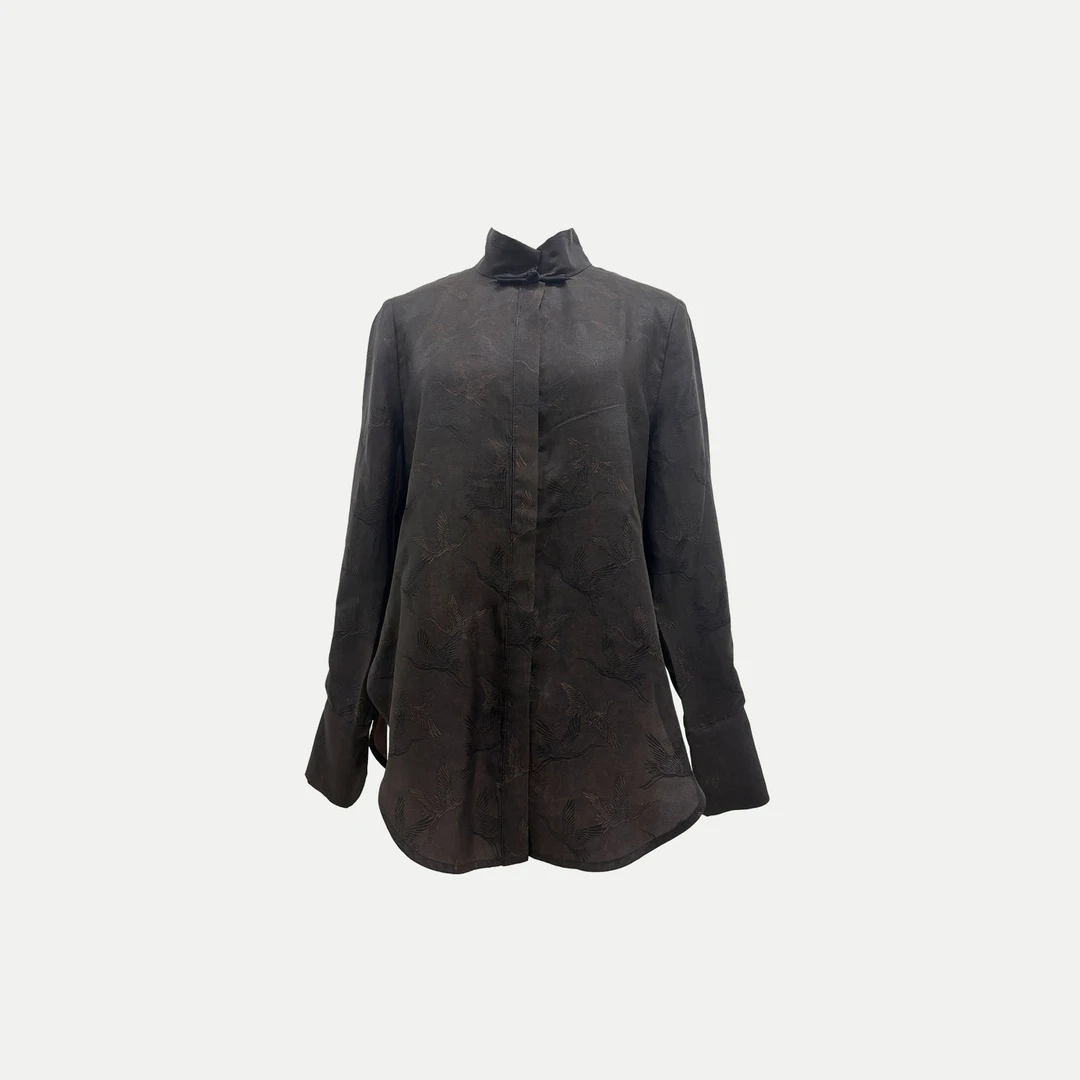 【凤显香云纱】桑蚕丝立领双穿衬衫DB-S240086